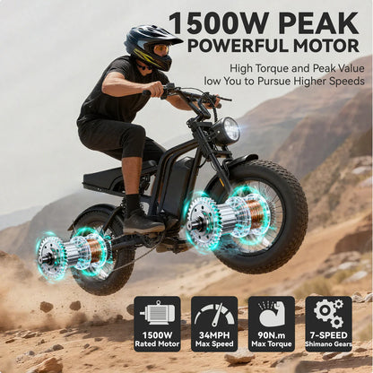 su8 Electric ebike |1500W |TopSpeed 28 MPH | Range 40-70 Miles 48V18Ah