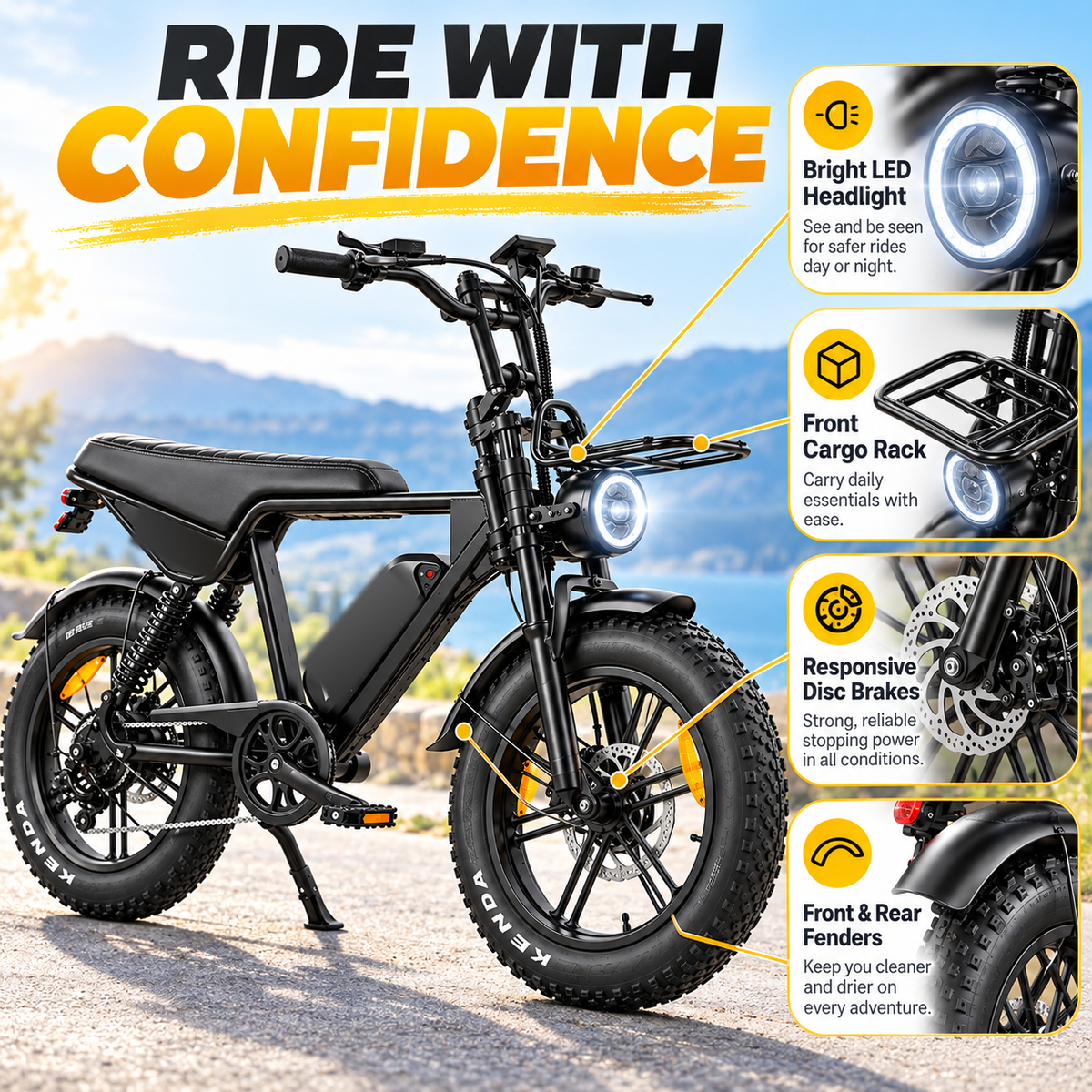 V8Max 250W fat tire mountain EBike for adult