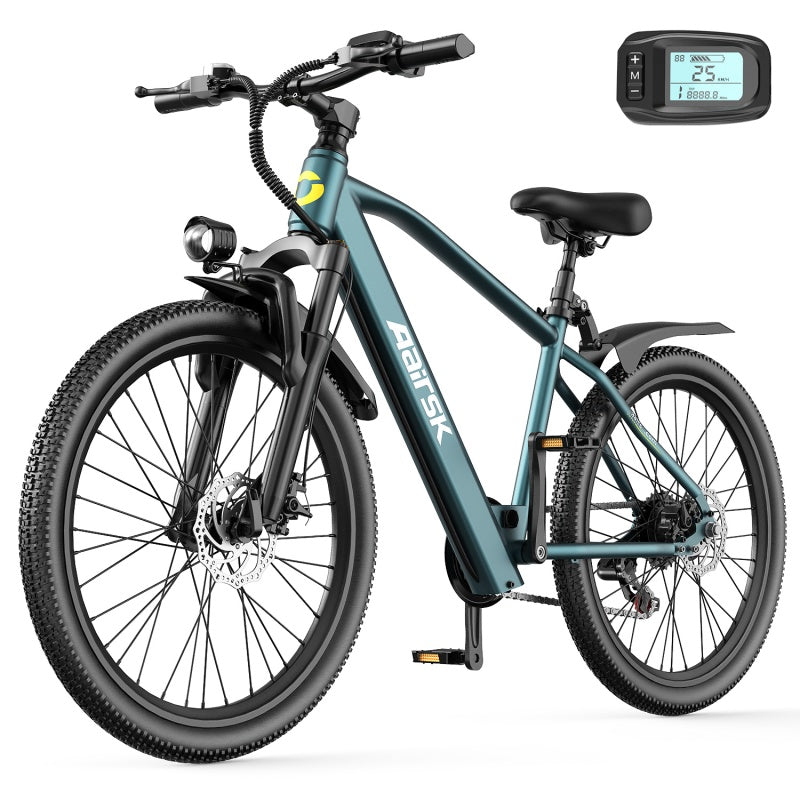 Aarisk 26" Electric Bike, Adult eBike with 36V 13Ah/10Ah Battery, 7 Speed / 21 Speed, Dual Suspension Electric Mountain Bicycle, 80-100km Long Range, 25KM/H Speed & 250W Motor