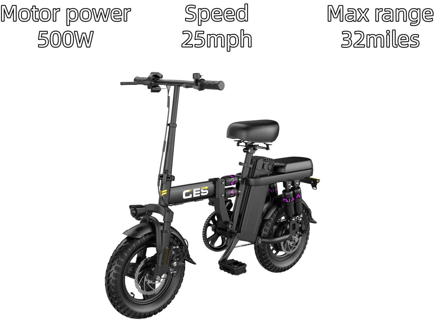 GE5|Folding e-bike|500W motor|360lbs load capacity|