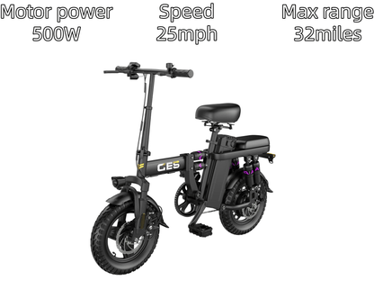 GE5|Folding e-bike|500W motor|360lbs load capacity|