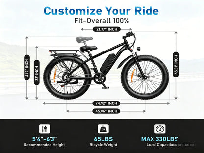 EB26 | 1000W | 48V 15Ah | 28.6 MPH | Iron Frame