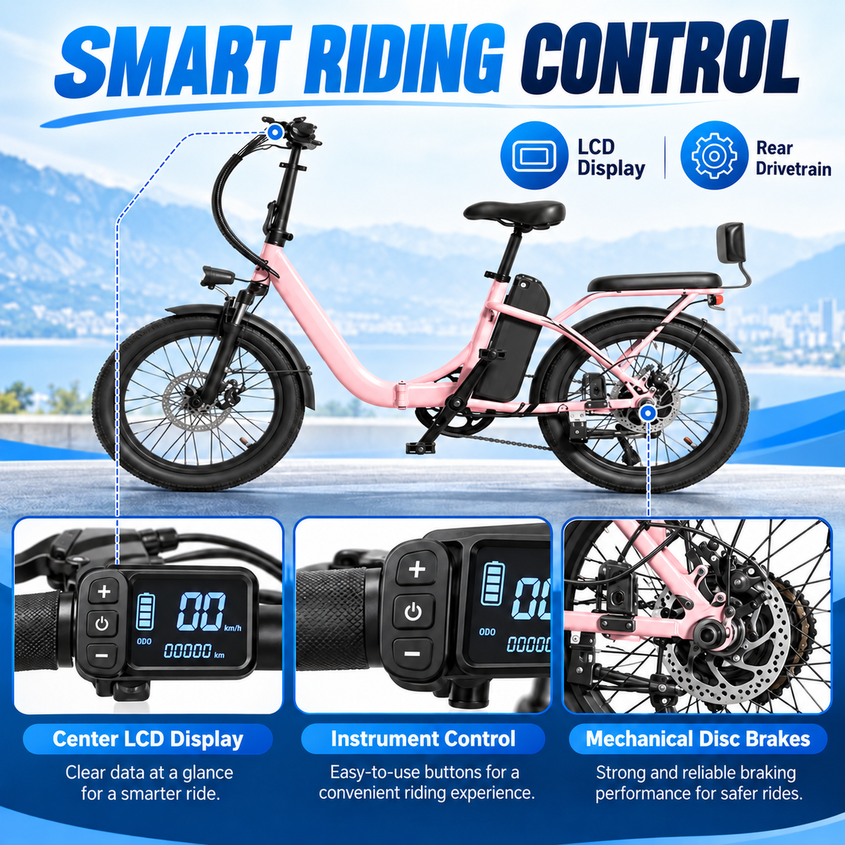 Vélo électrique SE 750 W à pneus larges pour adulte