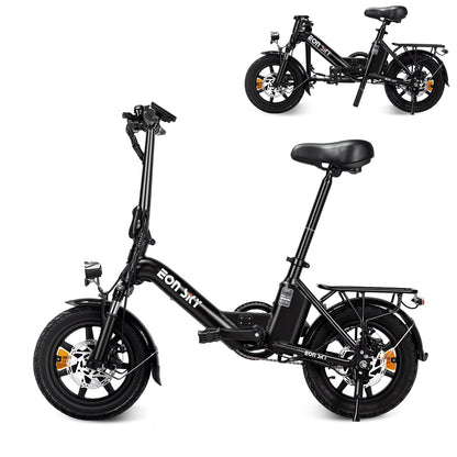 E14 white/black | 36V 10.4Ah | 25-35KM | 14*2.5 inch | 20.8KG | Front and rear disc brakes | Front shock absorber
