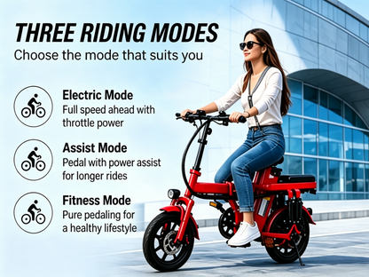 Foldable Electric Bike for Adults, 800W Peak Motor,20MPH Ebike, 30 Miles Range, 48V15Ah RemovableBattery, 3 Riding Modes