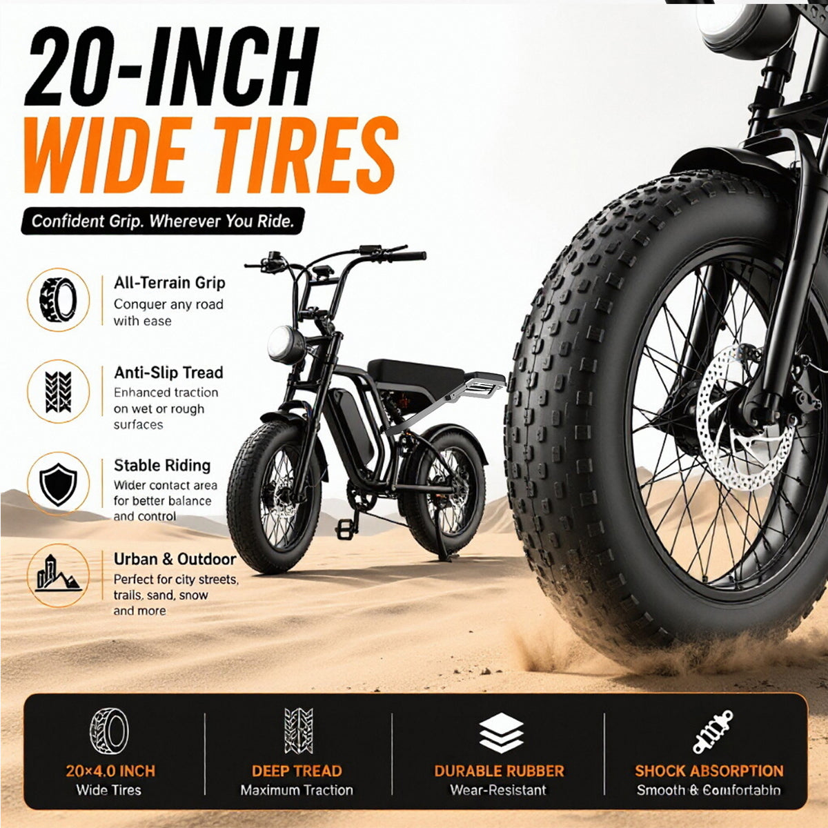 Vélo électrique tout-terrain à pneus larges SU8 de 1 500 W
