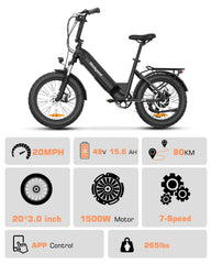 Bodywel F20 E-Bike Adulto 48V 15Ah Batteria 250W Motore 25 km/h