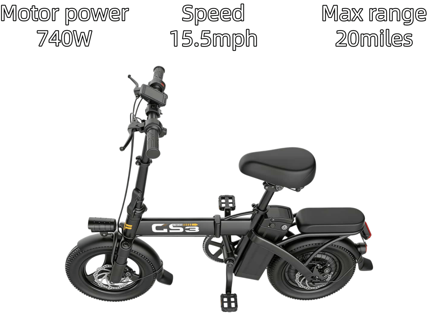 GS3|Foldable e-bike|740W Motor|20 miles|