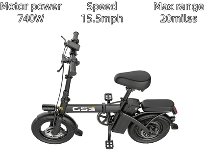 GS3|Foldable e-bike|740W Motor|20 miles|