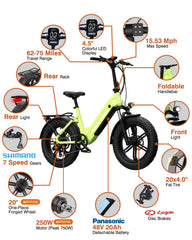 Bodywel F20Pro Adult Electric Bike, 26 x 4 Fat Mountain E Bike All Terrain Battery