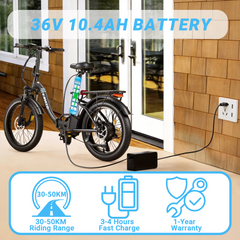 S1 E-Bike  250W Motor   36V 10.4Ah Battery 20" Fat Tires   Shimano 7-Speed