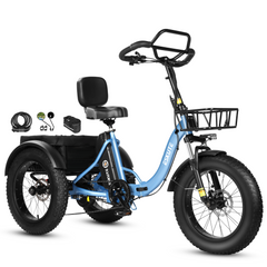 T302 Pro Folding Electric Trike – 130 km Max Range, 25 km/h EU Legal,Dual Shock Absorption, Foldable & Portable