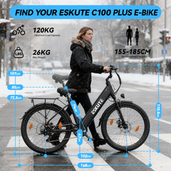 C100 Plus Ebike – 100 km Range, 250W Motor, Shimano 7-Speed