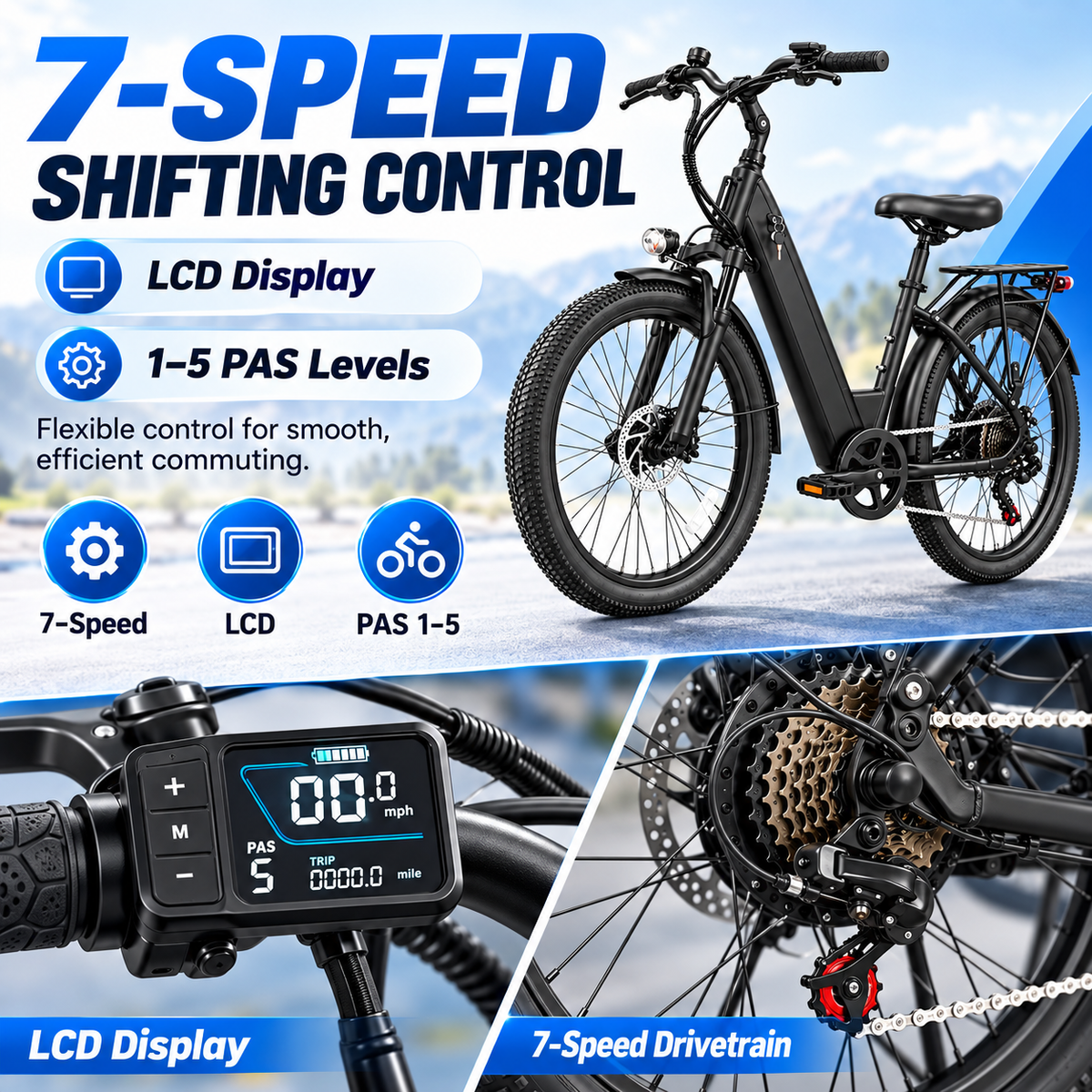 SU7 350-W-Elektrofahrrad für Erwachsene
