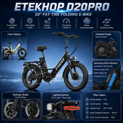 D20 PRO Dual Motor Electric Bike – 500W Total Motor Power, 120 km Range