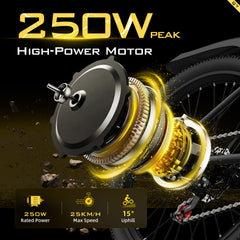 Q7 E-Bike  250W Motor  75 km Range  36V 10Ah Battery  Shimano 7-Speed