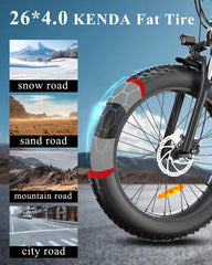 D6 electric bike for adults, 48V15Ah battery, 26×4.0" fat tires.