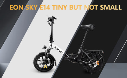 E14 white/black | 36V 10.4Ah | 25-35KM | 14*2.5 inch | 20.8KG | Front and rear disc brakes | Front shock absorber