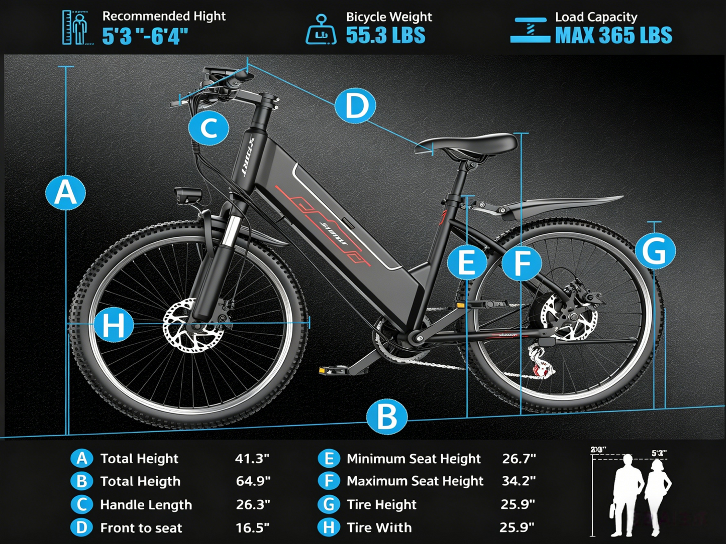 F26 | 750W | 48V 10.4AH | 55miles | 22MPH