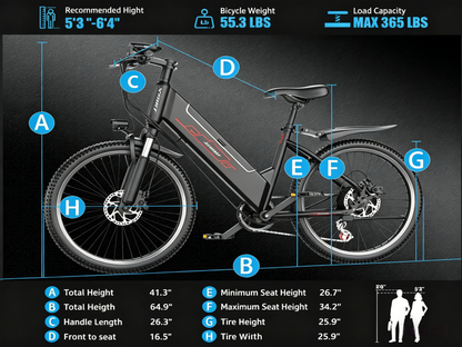F26 | 750W | 48V 10.4AH | 55miles | 22MPH