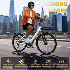 V1 Electric City Bike – 250W Motor  36V 15.6Ah Battery Long Range Commuter E-Bike
