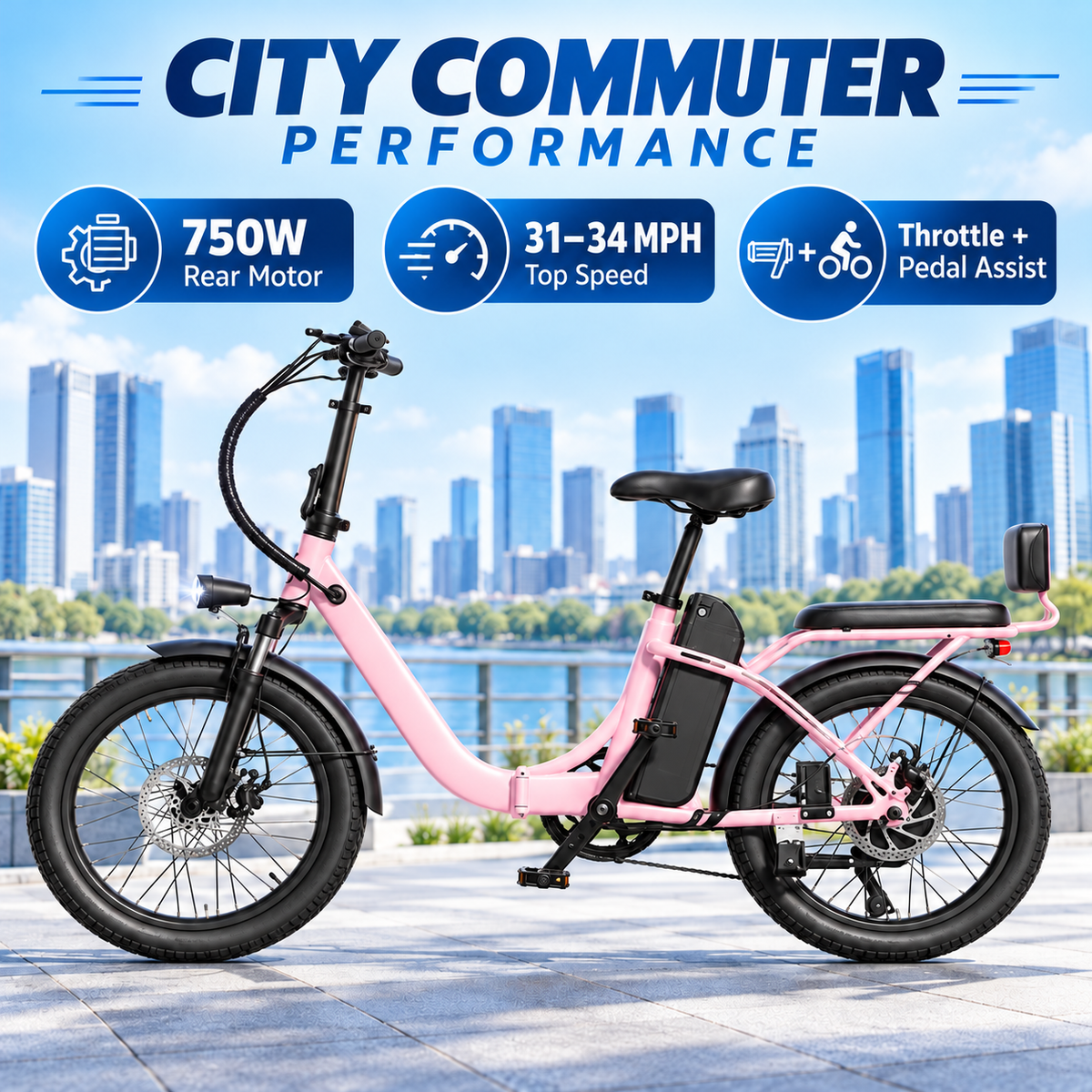 Vélo électrique SE 750 W à pneus larges pour adulte