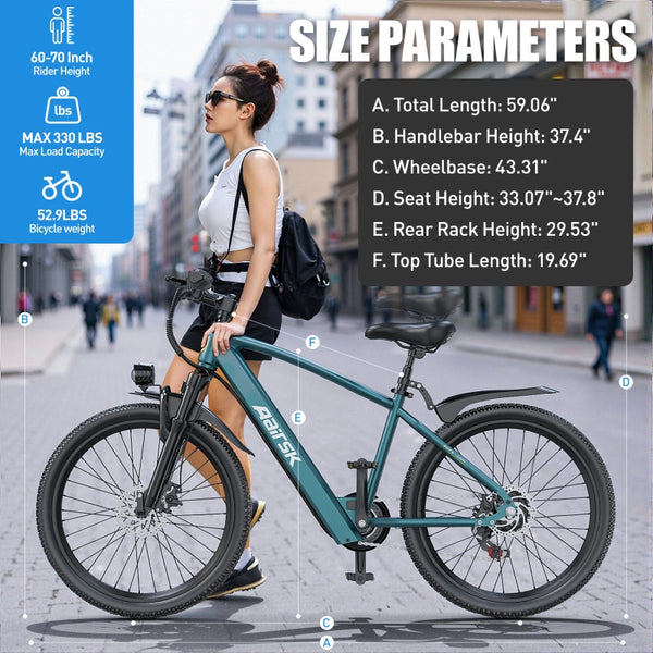 Aarisk 26" Electric Bike, Adult eBike with 36V 13Ah/10Ah Battery, 7 Speed