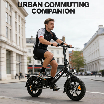 E14 white/black | 36V 10.4Ah | 25-35KM | 14*2.5 inch | 20.8KG | Front and rear disc brakes | Front shock absorber