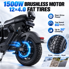 UB12 Fat Tire Electric Bike – 1500W   48V 20Ah   Hydraulic Suspension