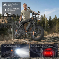 X5 Electric Bike for Adults, 20 x 4 Fat Tyre Mountain Ebike with 80KM Range & 48V 15AH