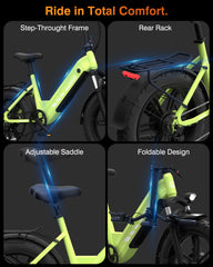 Bodywel F20Pro Adult Electric Bike, 26 x 4 Fat Mountain E Bike All Terrain Battery