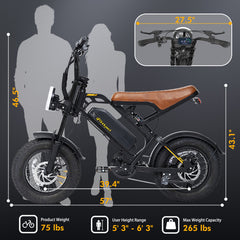 Bodywel M16 E Bike Men Women 16 x 4.0 Inch All Terrain E Fatbike City & Mountain