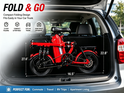 Foldable Electric Bike for Adults, 800W Peak Motor,20MPH Ebike, 30 Miles Range, 48V15Ah RemovableBattery, 3 Riding Modes