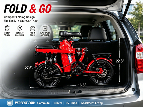 Foldable Electric Bike for Adults, 800W Peak Motor,20MPH Ebike, 30 Miles Range