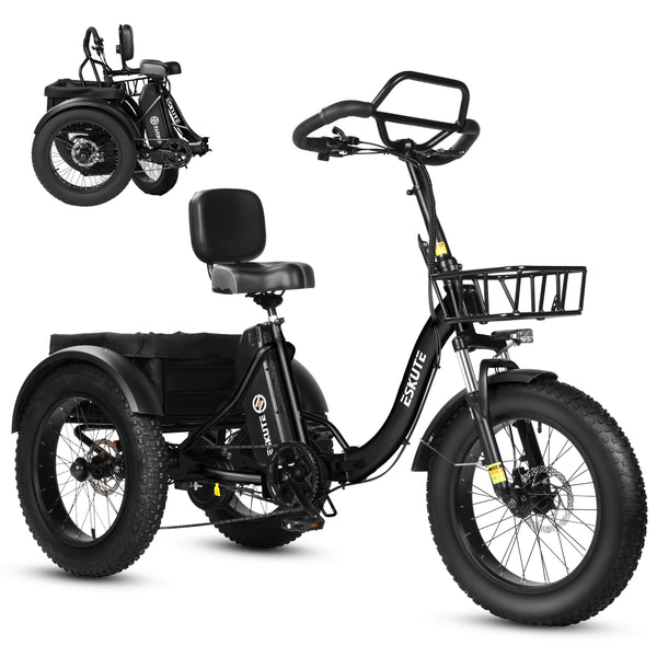 T302 Pro Folding Electric Trike – 130 km Max Range, 25 km/h EU Legal,Dual Shock Absorption, Foldable & Portable