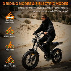 DK400Max Fat Tire Electric Bike – 250W Motor, 72 km Long Range