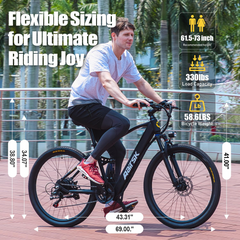 GT900-26 Adult Dual Suspension Electric Mountain Bike, 240W Peak Brushless Motor