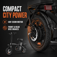F1L Folding Electric Bike 14" – 48V 7.8Ah Commuter E-Bike, 350W Motor, 25 km/h