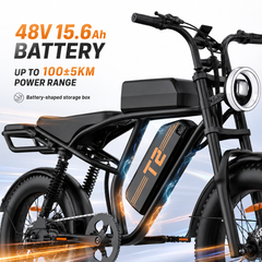 T2 48V 15.6Ah Battery, 500W Motor, Shimano 7-Speed, 45KM/H