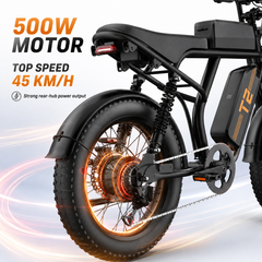 T2 48V 15.6Ah Battery, 500W Motor, Shimano 7-Speed, 45KM/H