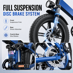 T5 20" Fat Tire Electric Bike, 750W Motor, 48V 13Ah Battery, 7-Speed, Dual Disc Brakes