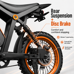 E5 14" Electric Bike, 48V 20Ah Removable Battery, 250W Motor, Shimano 7-Speed