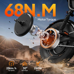 T16 16" Electric Bike, 500W Motor, 48V 13Ah Battery, 7-Speed