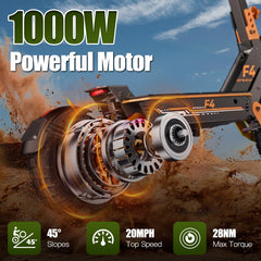 F4 Scooter Orange | 1000W PeakPower Electric Scooter Max Speed20 MPH
