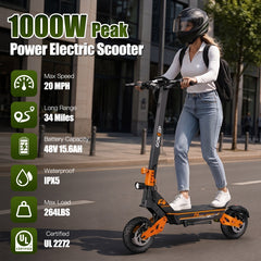 F4 Scooter Orange | 1000W PeakPower Electric Scooter Max Speed20 MPH
