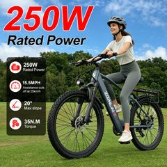 L26 Electric Mountain Bike – 250W Motor, 64 km Range 26" Tyres