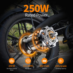 M6 Fat Tire Electric Bike – 250W  48V 15Ah   20" × 4.0" Tyres