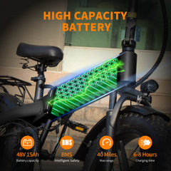 M6 Fat Tire Electric Bike – 250W  48V 15Ah   20" × 4.0" Tyres