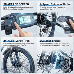 GT300-26 Adult Electric Mountain Bike, Equipped with A 748W 10AH