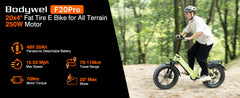 Bodywel F20Pro Adult Electric Bike, 26 x 4 Fat Mountain E Bike All Terrain Battery